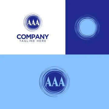 AAA Letter Circle Badge Stamp Logo in Blue with Multiple Color Variations Stock Illustration