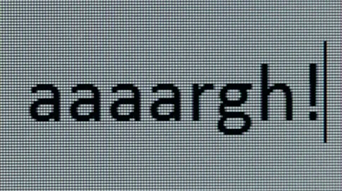 " aaaargh! " being typed on computer screen Video stock 54141985