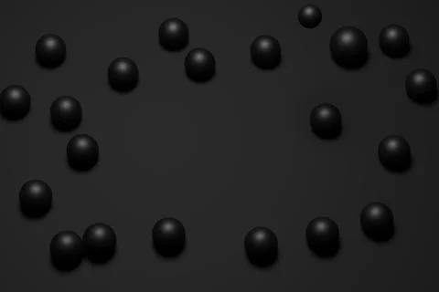 Aabstract black background with geometric shapes, spheres with soft highlights Stock Illustration