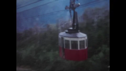 Aaerial tramway on Cannon Mountain New Hampshire - circa 1964 Stock Footage 261343772