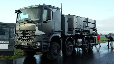Aalborg, Denmark - September 13, 2026: Military truck with IRIS-T missile Stock Footage 345590042