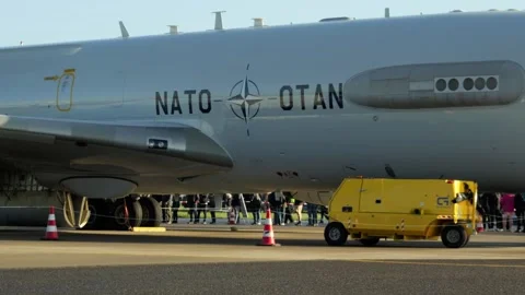 Aalborg, Denmark - September 13, 2026: NATO military surveillance aircraft Stock Footage 345590815