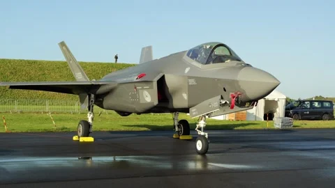 Aalborg, Denmark - September 13, 2026: Stealth multirole combat F-35 jet Stock Footage 345590912