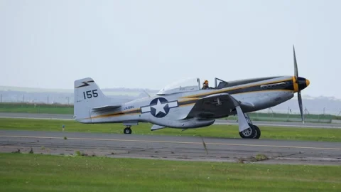 Aalborg, Denmark - September 13, 2026: Vintage North American P-51 Mustang Stock Footage 345591420