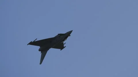 Aalborg, Denmark - September 13, 2026: Eurofighter Typhoon fighter jet Stock Footage 345591423
