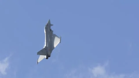 Aalborg, Denmark - September 13, 2026: Military Eurofighter Typhoon fighter jet Stock Footage 345591624