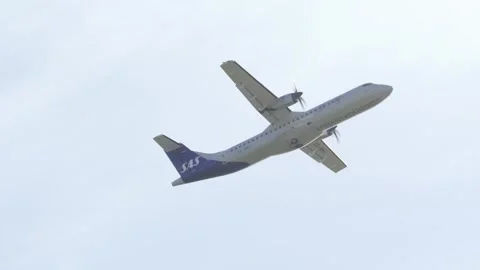Aalborg, Denmark - September 13, 2026: Scandinavian Airlines turboprop airplane Stock Footage 345591679