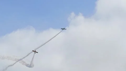 Aalborg, Denmark - September 13, 2026: Acrobatic airplanes performing Stock Footage 345591694