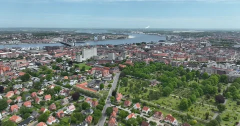 Aalborg drone footage overview Video stock 244789451