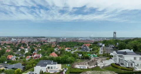 Aalborg drone footage overview Video stock 244789477