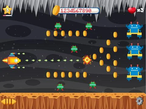 Aarcade pixel space game interface Illustration