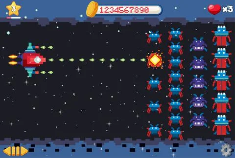 Aarcade pixel space game interface Illustrazione stock