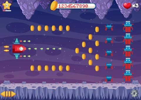 Aarcade pixel space game interface Stock Illustration