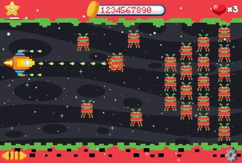 Aarcade pixel space game interface 库存插图