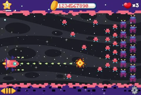 Aarcade pixel space game interface Stock Illustration