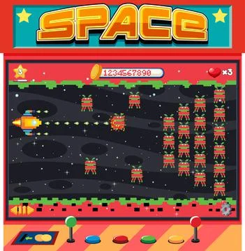 Aarcade pixel space game interface Illustrazione stock