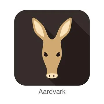 Aardvark cartoon face, flat icon design, vector illustration Stock Illustration