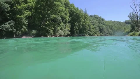Aare bustle around the Bremgarten loop, Bern city, Switzerland, water, river Stock Footage 337376506
