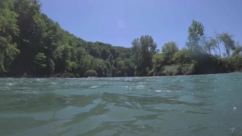 Aare bustle around the Bremgarten loop, Bern city, Switzerland, water, river Stock Footage 337376827