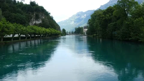 Aare River and reflection Stock Footage 198609096