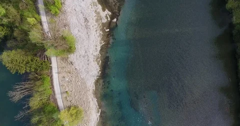 Aare river bed widening for flood protection Stockbeeldmateriaal 89875257