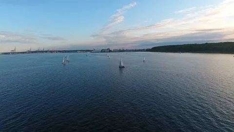 Aarhus bay sailing Stock Footage 119666692