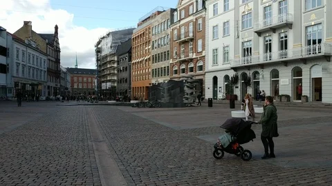 Aarhus, Denmark - September 18, 2019: casual view on the buildings and street Stock Footage 124206330