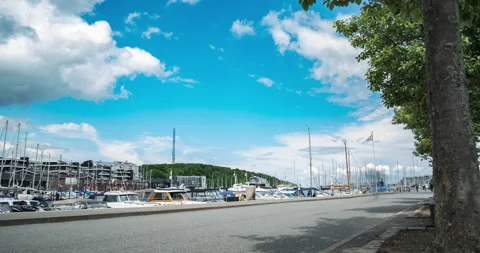 Aarhus Harbour  view time lapse Stock Footage 133706900