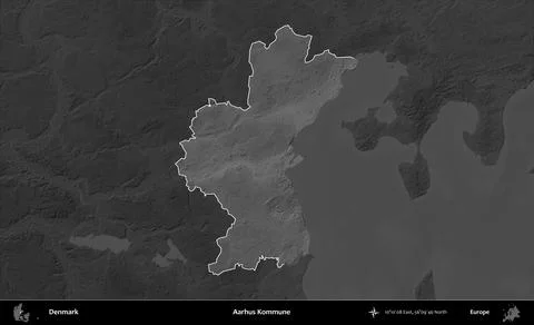 Aarhus Kommune highlighted, Denmark. Grayscale Stock Illustration