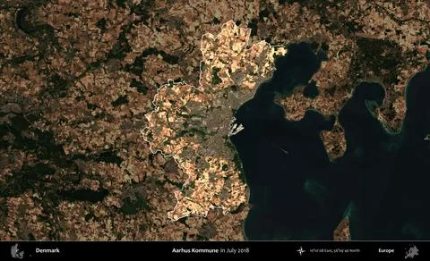 Aarhus Kommune highlighted, Denmark. Sentinel. July 2018 Stock Illustration