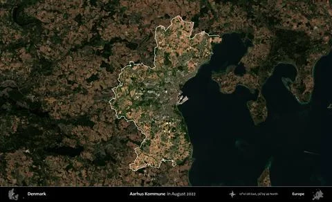 Aarhus Kommune highlighted, Denmark. Sentinel. August 2022 Stock Illustration