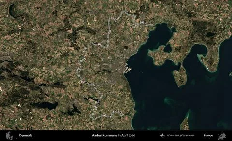 Aarhus Kommune outlined, Denmark. Sentinel. April 2020 Stock Illustration