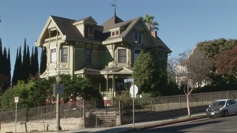 Aaron Phillips House on Carroll Ave, Angelino Hieghts Los Angeles, CA USA Stock Footage 82847523