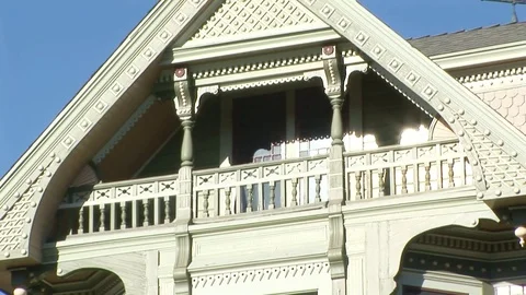 Aaron Phillips House front upper facade close up, Los Angeles, CA Stock Footage 82847455