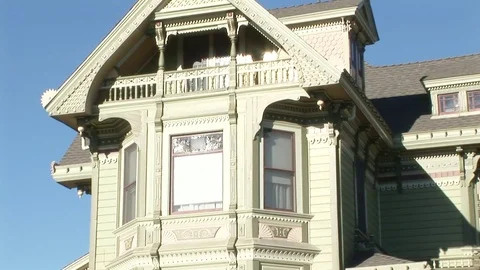 Aaron Phillips House front upper facade, Los Angeles, CA Stock Footage 82847485