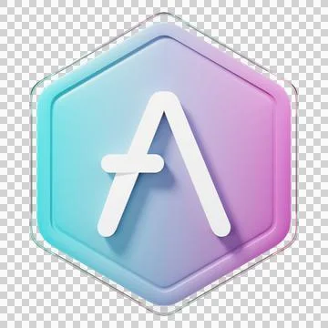 Aave (AAVE) Badge Left View Crypto Isolated On White Background Blockchain Illustrazione stock