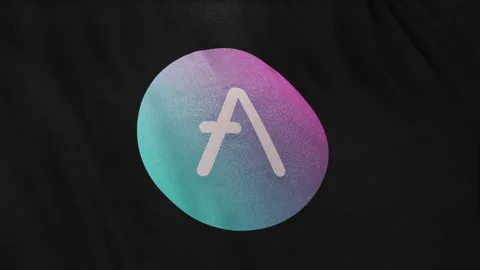 AAVE Aave Coin icon logo on full-frame black flag loop banner background Stock Footage 236601438
