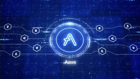 Aave animated logo. Aave cryptocurrency logo. AAVE intro. Animation of AAVE Stock Footage 201955935
