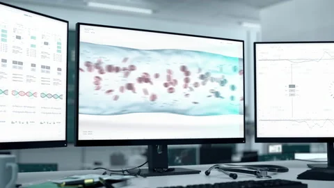 AB Blood Type Identified By Advanced Microscopic Research Scan Program Stock Footage 201420373