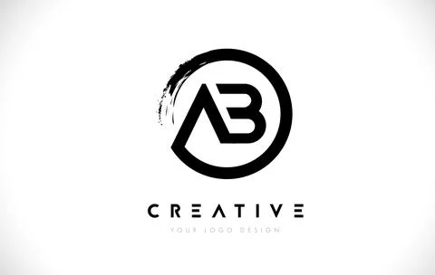 AB Circular Letter Logo with Circle Brush Design and White Background. Stock Illustration