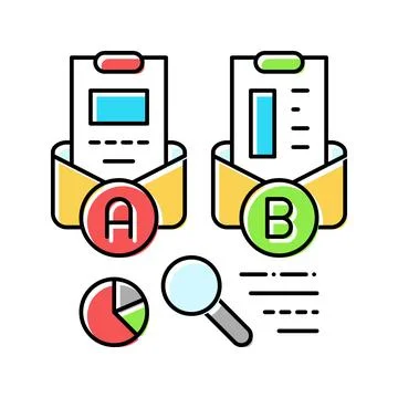 Ab email split test marketing color icon vector illustration Stock Illustration