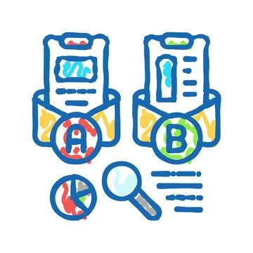 Ab email split test marketing icon doodle illustration Stock Illustration