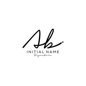AB Initial handwriting logo design Stock Illustration