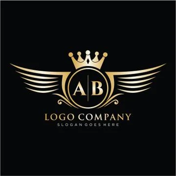 AB Letter Initial with Royal Wing Logo Template. Stock Illustration
