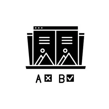 Ab test black icon, vector sign on isolated background. Ab test concept symbol 스톡 일러스트