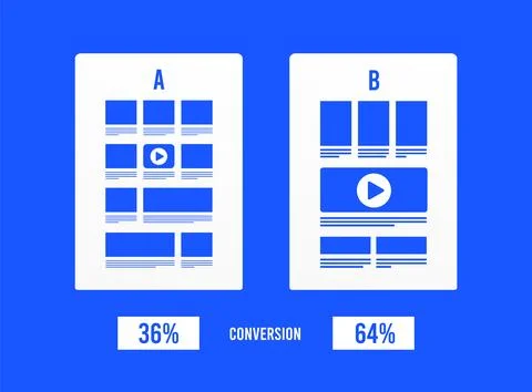 AB testing concept illustration. Split test conversion comparison. A-B websites Stock Illustration