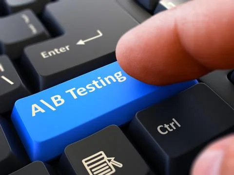 AB Testing Concept. Person Click Keyboard Button Stock Illustration