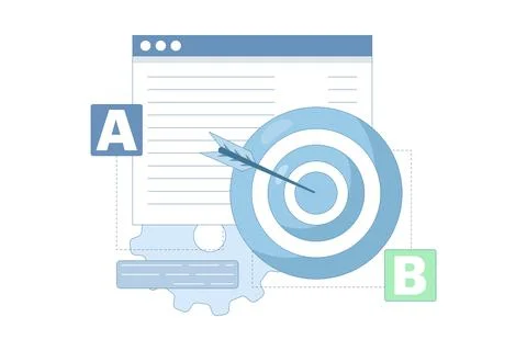 AB Testing Concept, User Feedback, Bug Fixing, Comparison Process. Stock Illustration