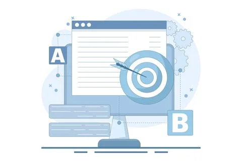 AB Testing Concept, User Feedback, Bug Fixing, Comparison Process. Stock Illustration