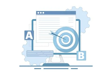 AB Testing Concept, User Feedback, Bug Fixing, Comparison Process. Stock Illustration